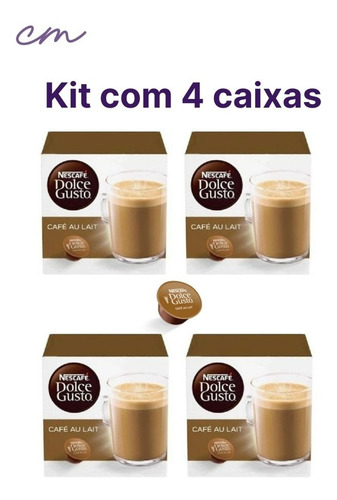 Kit 4 Caixas Cápsula Café Au Lait Dolce Gusto Nescafe