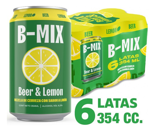 Pack 6 Cerveza Becker B-mix Limon 354cc