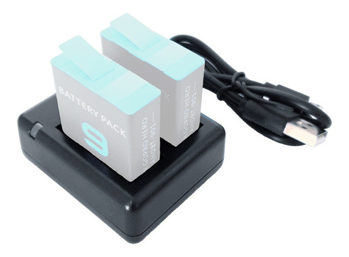 Imagen 2 de 4 de Cargador Baterías Doble Compatible Gopro Hero 9 Black Fce