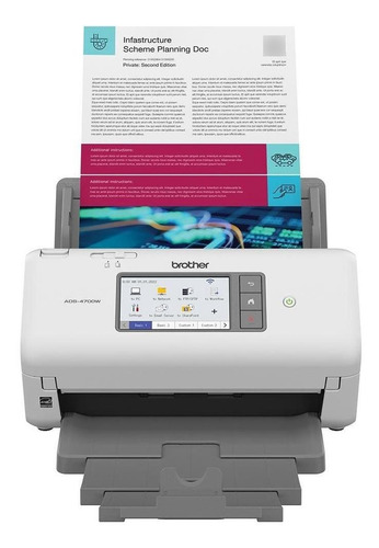 Escáner Brother Ads4700w Dúplex 40 Ppm / 80 Ipm, Wifi Color Blanco