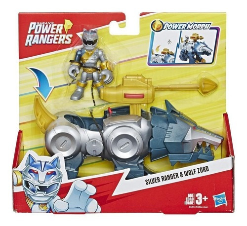 Figura De Colección Power Rangers, Silver Ranger & Wolf Zord