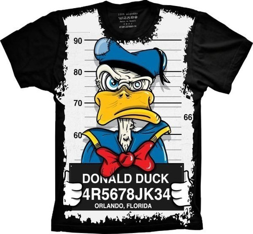 Camiseta Geek Mugshot Plus Size Pato Donald Thug Life