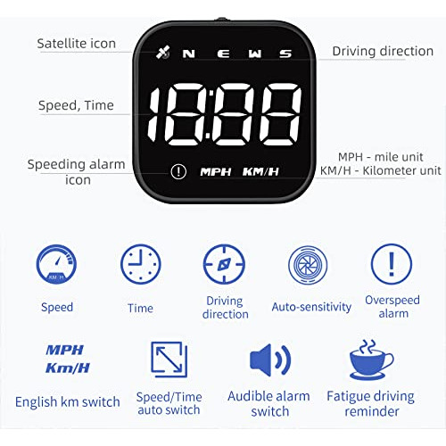 Velocímetro Digital Gps Automóviles, Hud Universal Au...