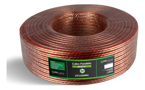 100m Cabo 2x1mm Fio Paralelo Para Caixa Som Áudio Pci Cabos