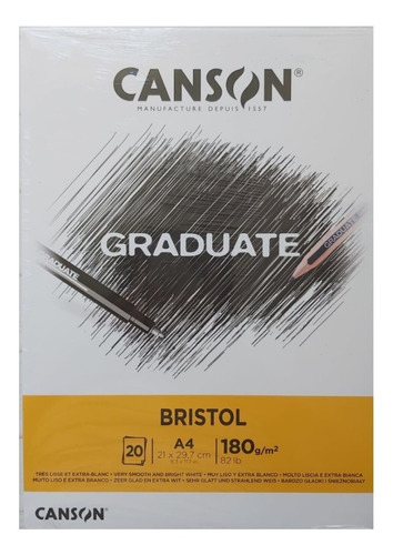 Block 20 Hojas Canson Bristol Graduate  21x29.7 180g