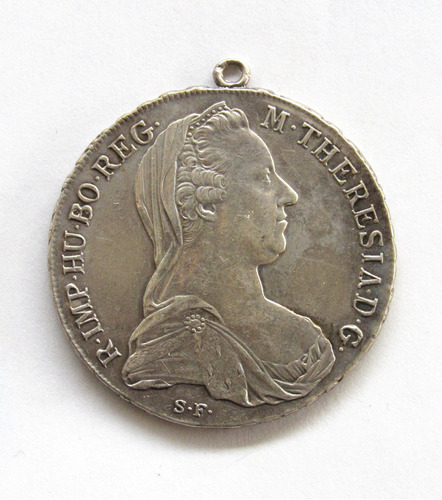 Moneda Austria 1 Thaler 1780 Maria Theresa Restrike, Detalle