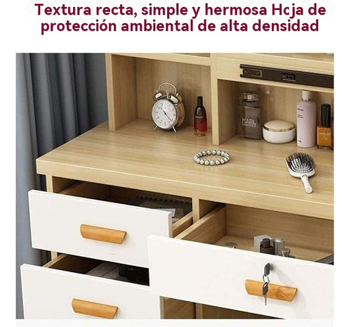 Tocador De Dormitorio Incluye Tabur Con Espejo Led Moderno