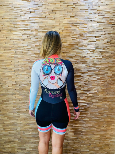 Imagem 8 de 10 de Macaquinho Ciclismo Feminino Ciclista Manga Longa Original