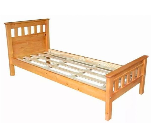 Imagen 2 de 4 de Cama 1 Plaza 80 De Pino Color Cedro Quality 20220 Cravero