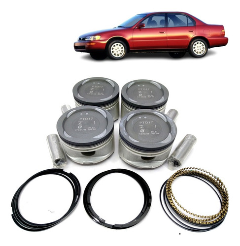 Pistões E Anéis Stander 1.8 16v 7a 93 A 2001 Corolla