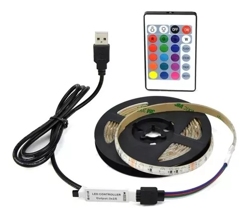Tiras LED RGB 5050 DC 5V Tira LED de Luces LED con el Cable del USB y 24  Key Teledirigido, Tiras LED Tamaño 1 m / 2 m / 3 m / 4 m / 5 m disponible,  No