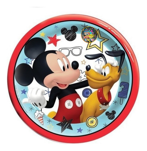 24 Platos Pasteleros Personajes Fiesta Carton Cumpleaños Color Mickey Mouse