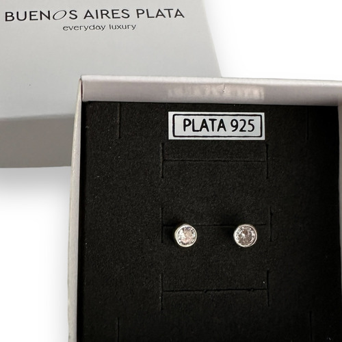 Aros Plata 925 Oro 18k Susanos Piedra Cubic Brillo Mujer 5mm