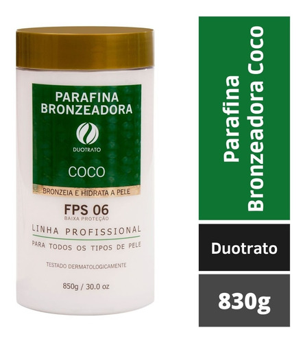 Parafina Bronzeadora Profissional Duotrato Coco 830g