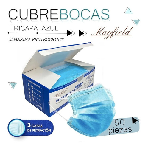 Tapabocas Caja X 50 Unidades 3 Capas Ajuste Nasal Importado