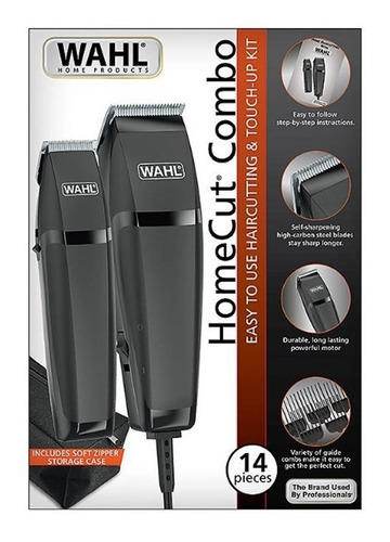 Maquina De Cortar Pelo Home Cut Combo Black 14 Piezas Wahl