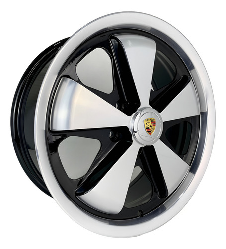 Jogo Roda Fuchs Aro 17 Porsche 5x112 + Bicos Cor Preta Diamante