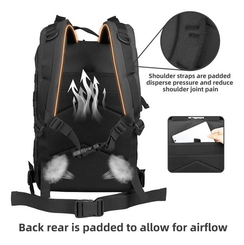 Mochila Tática Camping Militar 50 Litros Resistente +1 Patch Cor Preto Desenho Do Tecido Eua