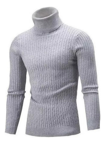 Suéter Casual Cuello Alto Sólido Para Hombre Con Cuello Alto