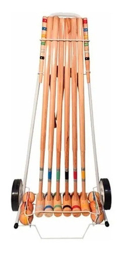 Juego De Crocket Croquet 6 Palos 90 Cm En Carro Criquet Df