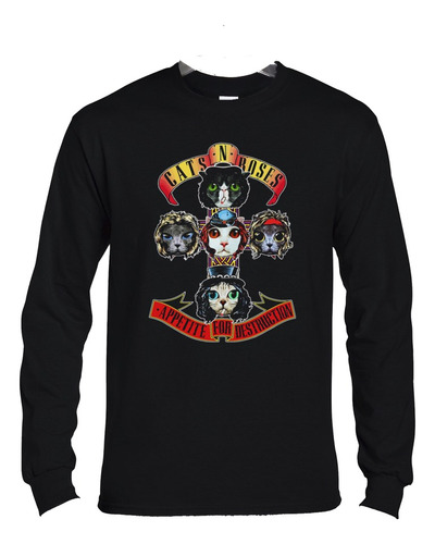 Polera Ml Guns N Roses Cats Appetite For De Rock Abominatron