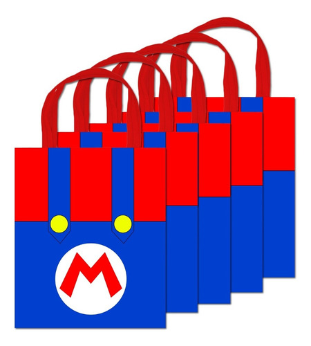 10 Mini Bolsas Ecológicas Mario Bros Recuerdo Fiesta Dulcero