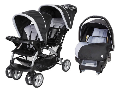 Cochecito Doble Con Asiento Infantil Y Base Para Vehículo
