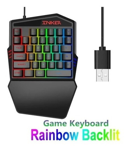 Teclado Gamer 35 Teclas 1 Mano Retroiluminado Led Rgb
