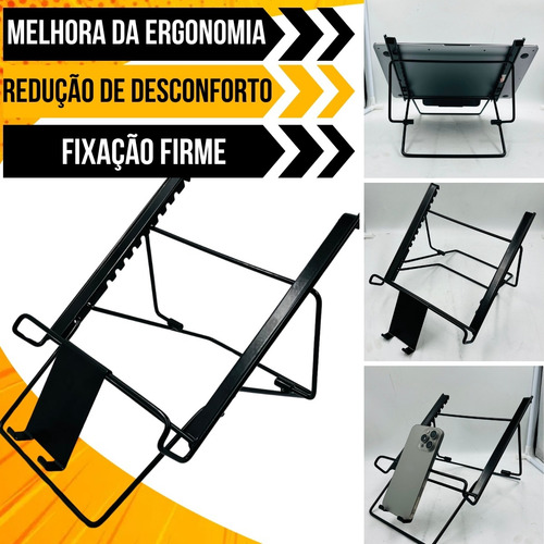 Suporte Para Notebook Ergonômico Regulável Com Apoio Celular