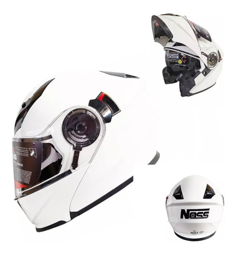 Casco Abatible Para Moto Noss Con Gafas Certificado Dot