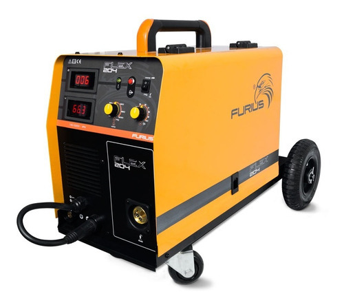 Soldador Inversor Multiproceso Furius Flex 204 200a C/antorc Color Amarillo Frecuencia 60