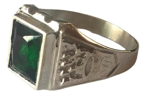 Anillo Sello Plata Piedra Verde (zirconia )