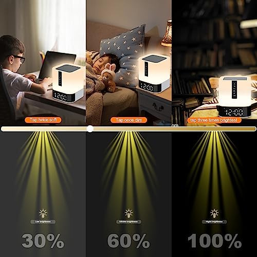 Altavoz Bluetooth Con Reloj Despertador 5 En 1, Lámpara De N