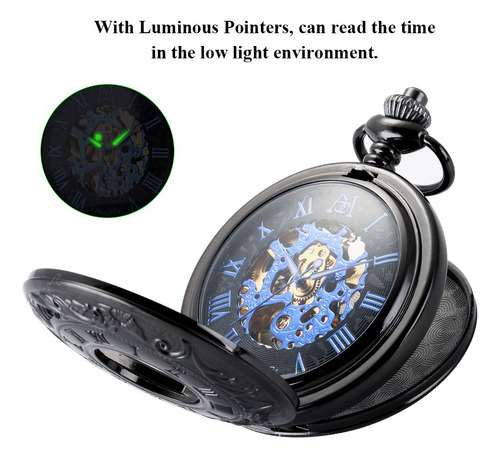 Reloj De Bolsillo Manchda Modelo Roman Numerals Skeleton Color