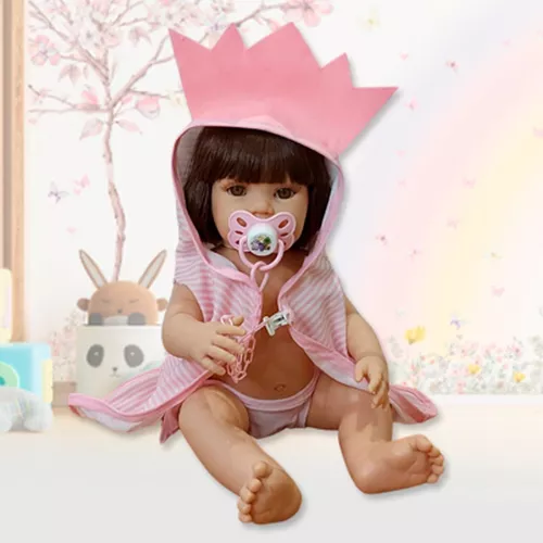 Boneca Bebe Reborn Realista 100% silicone 50cm Pode Dar Banho no Shoptime