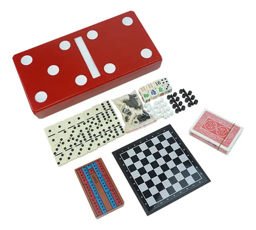 Juego De Mesa Domino Ajedrez Poker Damas 7 En 1