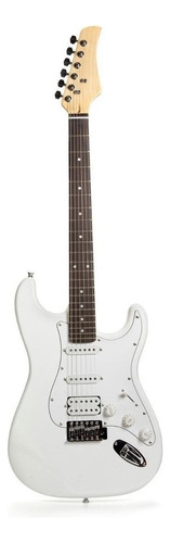 Guitarra eléctrica Femmto Stratocaster EG001 de aliso 2020 blanca brillante con diapasón de mdf