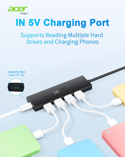 Acer Usb C Hub De 4 Puertos, Concentrador Usb 3.1 Múltiple,