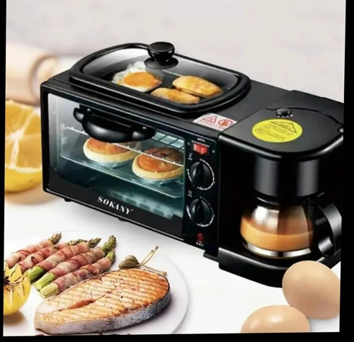 Desayunador (3en1) Horno,cafetera,plancha Rosa