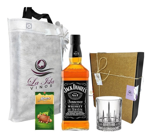 Whisky Jack Daniels N°7 Para Regalo + Vaso Y Chocolate Munz