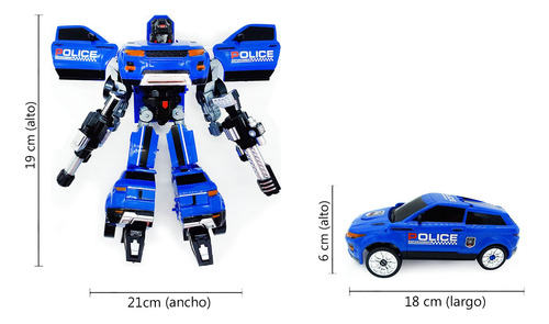 Auto Robot Transformable Se Convierte En Auto +2 Armas 12655 Azul