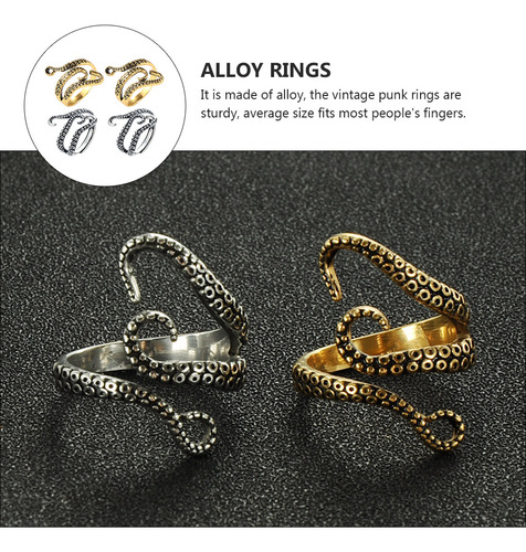 Anillos Góticos Con Forma De Pulpo Dividido En Forma De Pulp