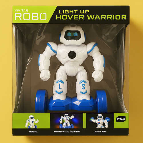 Robot Juguete Con Deslizador Luces Vivitar Robo Educacional Color Blanco