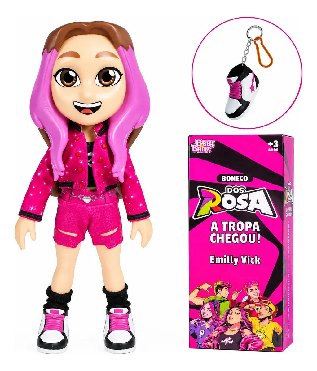 Baby Brink Boneca Emilly Vick Dos Rosa Com Chaveiro