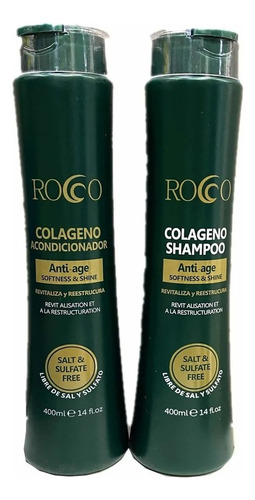  Pack Shampoo+acondicionador Colageno Rocco Sin Sal 400 Ml
