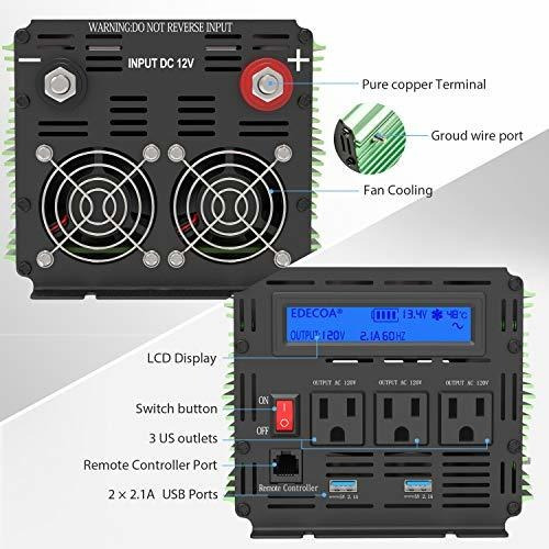 W Inversor Corriente Pura Onda Sinusoidal Dc Ac Pantalla