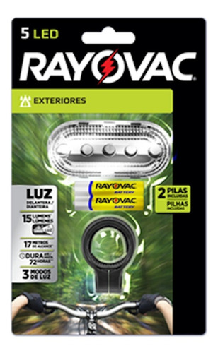 Linterna De Bicicletas Rayovac Luz Frontal 5 Led 15 Lumens