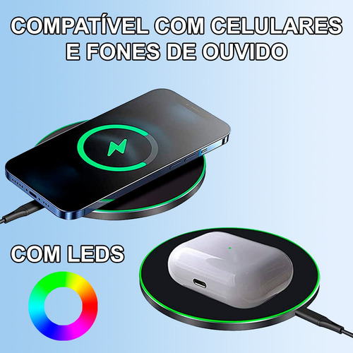 Carregador Turbo De Indução Compatível Com iPhone 11 12 13 14 Samsung Motorola