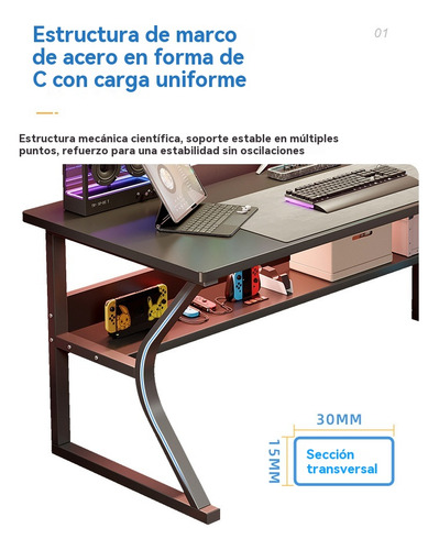 Escritorio De Computadora Negro De Estilo Minimalista. Negro