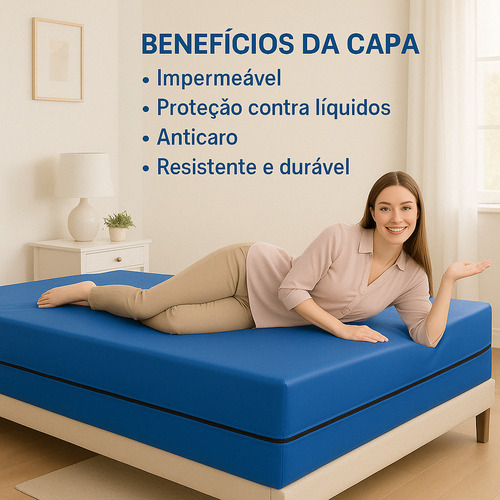 Capa De Colchão Casal Impermeável, Antialérgica, Com Zíper